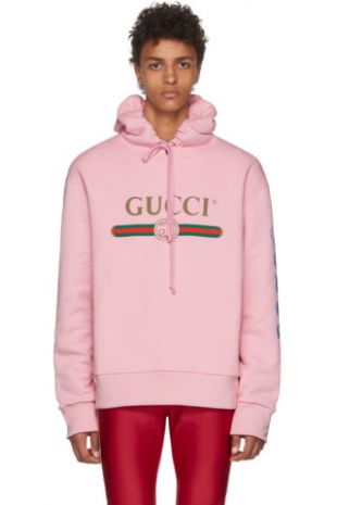 Gucci   Pull à capuche rose Dragon