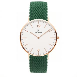 Montre Plate Femme Drepper 36mm Avec Bracelet Perlon Tress Vert