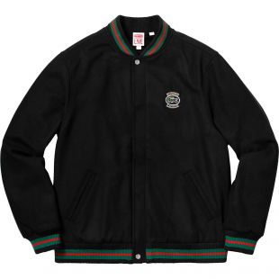 Supreme LACOSTE Wool Varsity Jacket Black