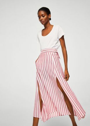 Mango - Striped linen blend skirt Women | MANGO USA