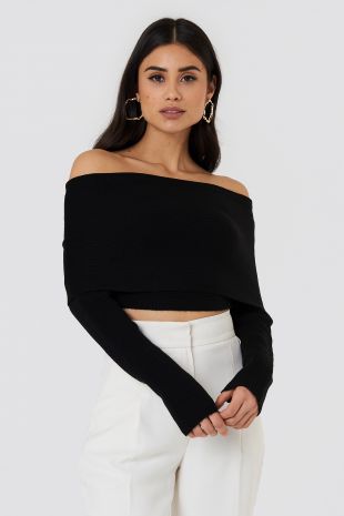 Na-kd - Cropped Folded Knitted Sweater