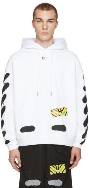 off whitee - Off white pull à capuche blanc diagonal spray hommes,off ...