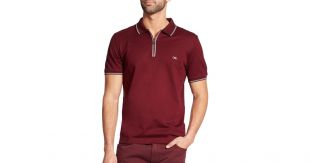 Ferragamo Men's Purple Zip Cotton Polo