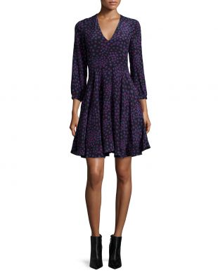 Rebecca Taylor - Rebecca Taylor Aster Floral Silk Fit-and-Flare Dress, Navy Rebecca Taylor - Rebecca Taylor Aster Floral Silk Fit-and-Flare Dress, Navy