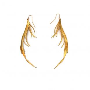 BRASS FEATHER EARRINGS