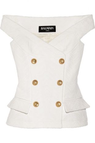Balmain Off-the-shoulder jacquard top