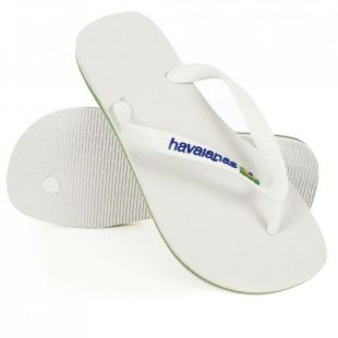 HAVAIANAS Tongs Logo Brésil   Mixte   Blanc
