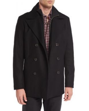 TheoryMercer Double-Breasted Pea Coat, Black