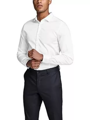 Jjprparma Shirt L/S Noos Chemise habillée, Blanc