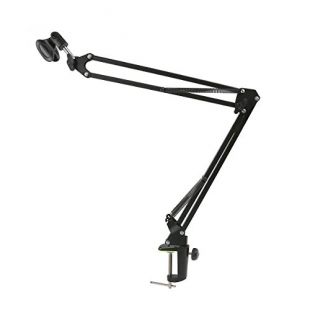 Foxnovo Radiodiffusion durable Studio Microphone Mic Suspension ciseaux bras perche (noir)