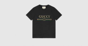 Gucci   T shirt oversize délavé avec logo Gucci