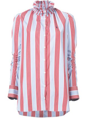 Carven Striped High Neck Blouse   Farfetch