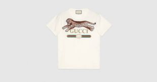 Gucci   T shirt avec logo Gucci et léopard
