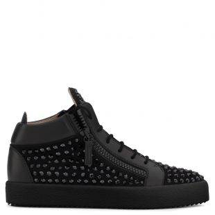 Sneaker semi-montante en daim Noir avec cristaux noirs Doris
