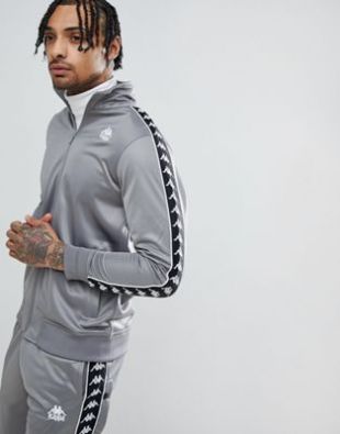 Kappa   Veste de survêtement avec liseré aux manches   Gris at asos.com