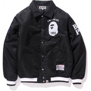 Bape Majestic Satin Varsity Jacket Jacket Black