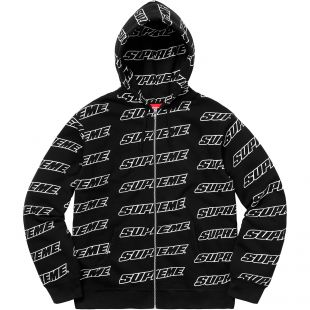 Supreme Repeat Zip Up Hooded Sweatshirt Black