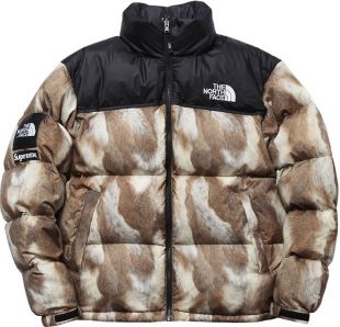 Supreme The North Face Fur Print Nuptse Brown