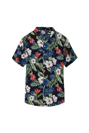 Zonsaoja - Men's Hawaiian Aloha Shirts Black Flower Big Mens Casual