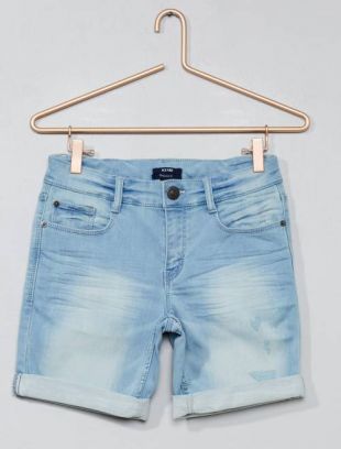 Bermuda denim effet dÃ©lavÃ© GarÃ§on adolescent - denim clair - Kiabi - 15,00â¬
