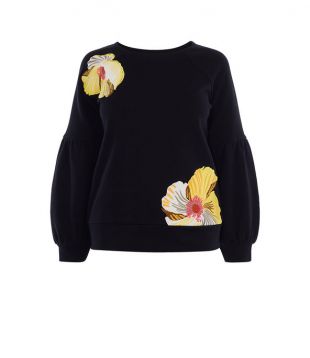 Sweat shirt à fleurs brodées