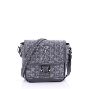 Goyard Grand Bleu Messenger Monogram Chevron PM Greyis Blue