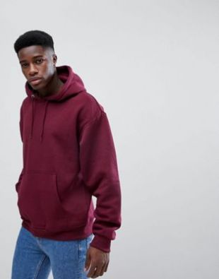 Sweat shirt à capuche bordeaux