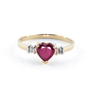 QP Jewellers Ruby & Diamond Heart Ring in 9ct Gold 4345Y