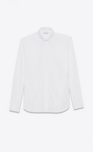 chemise à col yves en popeline de coton blanche