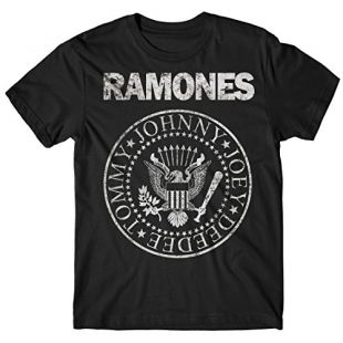 LaMAGLIERIA T-Shirt Homme Ramones - Grunge Print 100% Coton, L, Noir