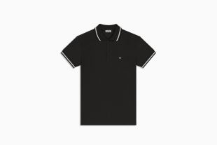 Polo Dior, broderie "abeille" blanche, piqué noir -  Dior