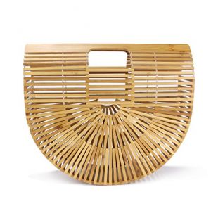 Sac à Main Femme Bambou Vintage - Pochette Soirée élégante Marron, Neuf Avec étiquettes
