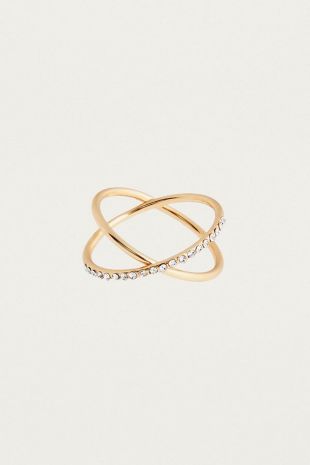 Bague à petits strass dorée