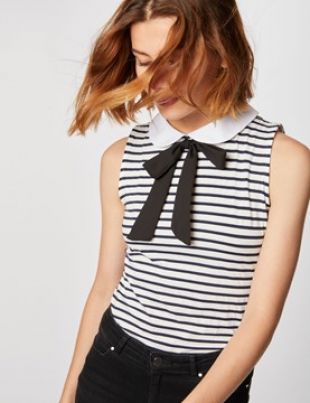 Débardeur rayures et col claudine