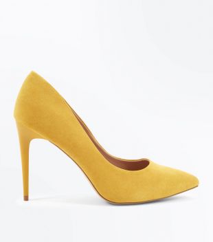 Mustard Suedette Stiletto Heel Pointed Courts
