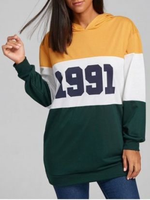 Sweat à Capuche Rayé Imprimé En Couleur 1991