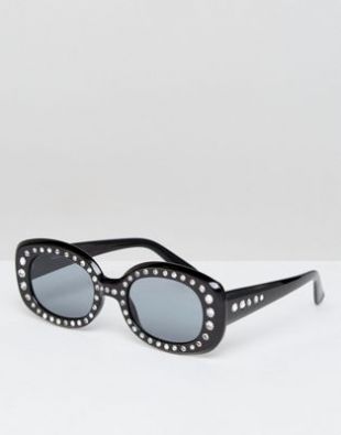 Lunettes de soleil carrées style 90's avec ornements