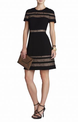 BCBG Max Azria Black Kalli Lace Insert Dress