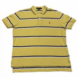Vintage Polo by Ralph Lauren Yellow/Navy Striped Polo Shirt Mens Size XL
