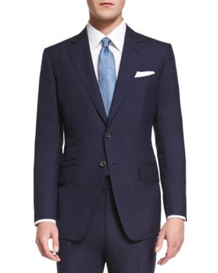 TOM FORD O'Connor Base Plain-Weave Sharkskin Two-Piece Suit, Bright Navy