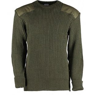 British Commando Sweater Woolly Pully Crew Neck - Large Olive Drab