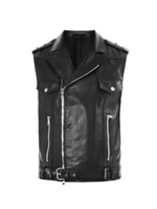 Sleeveless leather biker jacket