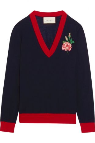 GUCCI Embroidered merino wool sweater