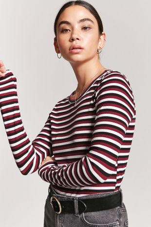 Haut à rayures Forever 21 - Stripe Ribbed Knit Top