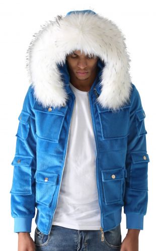 The Blue Jacket With Fur Multicolored 6ix9ine In Her Video Clip