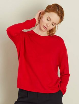 Pull court en fine maille Femme   ROUGE   Kiabi   7,00â¬