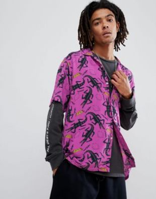 Obey   Salazar   Chemise à imprimé crocodile sur l'ensemble   Rose at asos.com