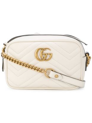 Gucci White GG Marmont Leather Cross Body Bag   Farfetch