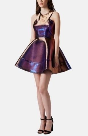 Topshop Two Tone Metallic Skater Dress Size 8  | eBay