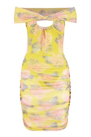 Paris Hilton Cut Out Front Mesh Midi Dress